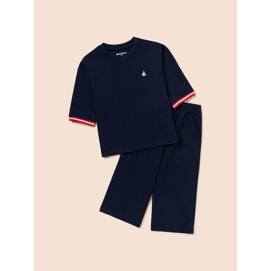 키즈 7부 피케 상하세트 네이비 BI6341U02R