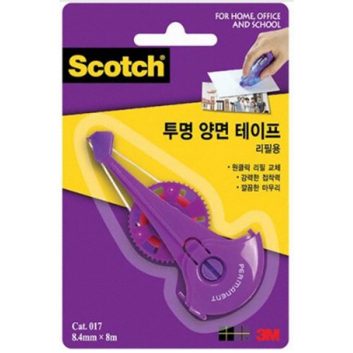 3M 스카치 투명 양면 테이프 리필 017R 8.4mm x 8m (40개)