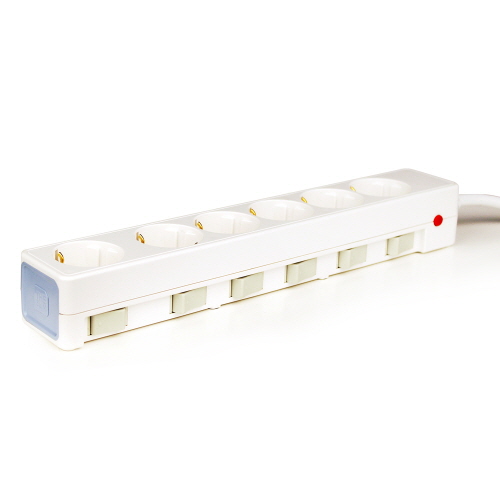 에스와이폴리텍 네모탭 더슬림 6구 개별스위치 멀티탭 (5m)_이미지