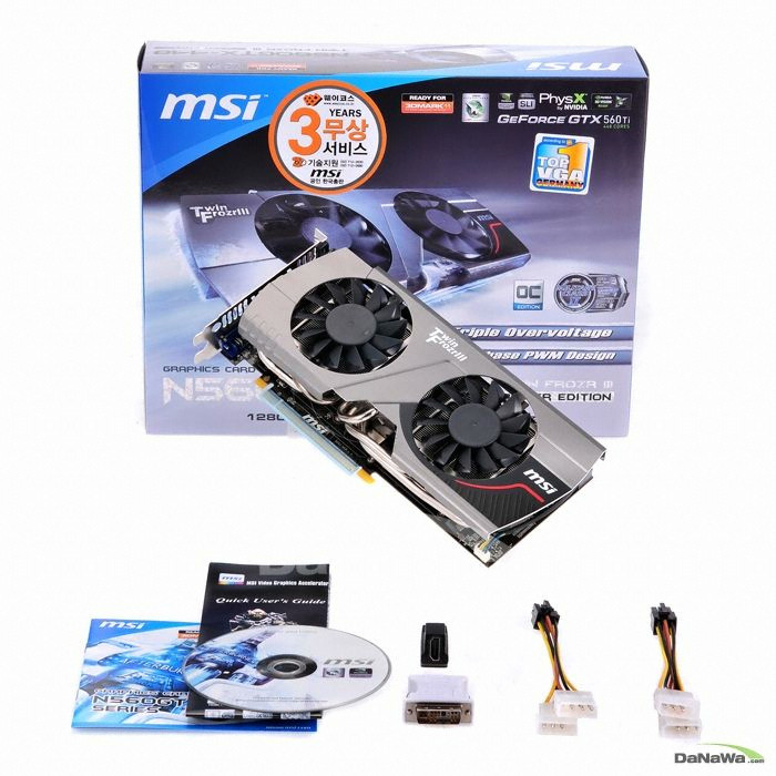 MSI ������ GTX560 Ti N560GTX-Ti 448�ھ� �Ŀ������/OC D5 1.2GB Ʈ��������3