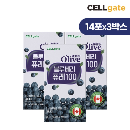 셀게이트 올라이브 블루베리 퓨레 100 스틱 20g 14포 (3개)