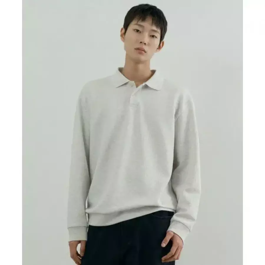 4일 배송 2-버튼 조직 변형 오버핏 카라 긴팔 맨투맨 3color M1TS6103