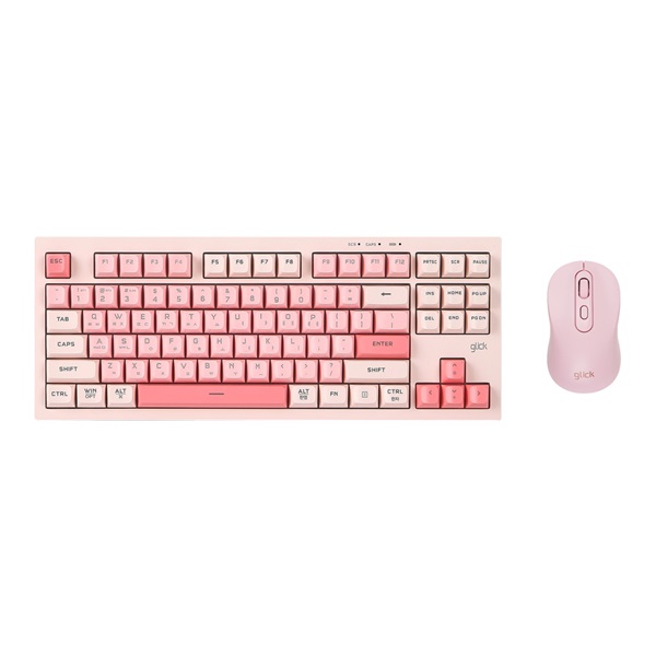 지클릭커 OFFICEPRO WMK90 사일런스 M 87 무선 키보드 마우스 세트 (Coral, RC2)_이미지