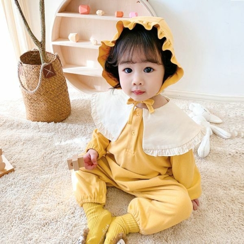 엠케이  개나리 빅프릴 카라 보넷우주복 2종세트 59-80 204326_이미지