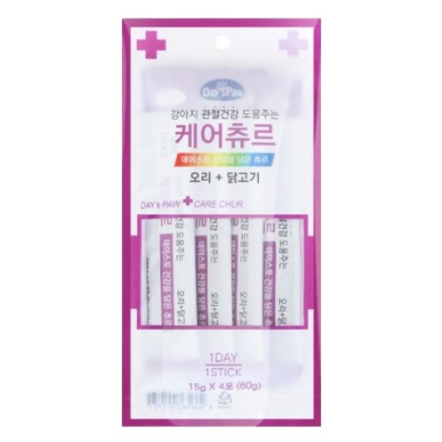에이티바이오 데이스포 독 케어츄르 오리+닭고기 60g (15g x 4p) (3개)