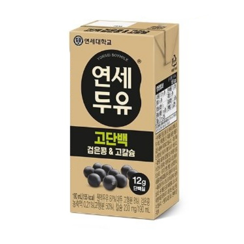 연세유업 고소한 검은콩&고칼슘 두유 고단백 190ml (48개)