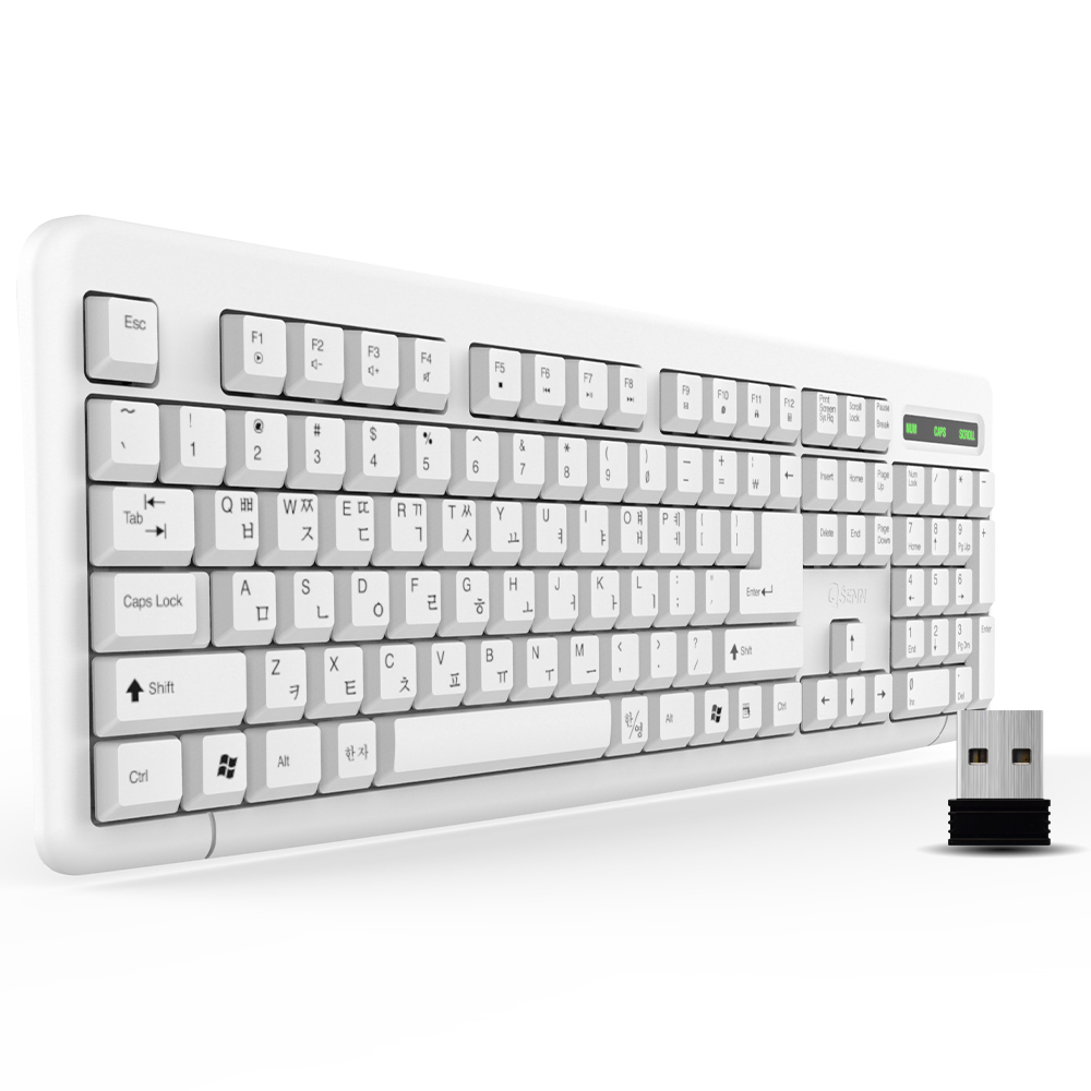 QSENN K1000 무선키보드 (화이트, 키스킨 포함)_이미지
