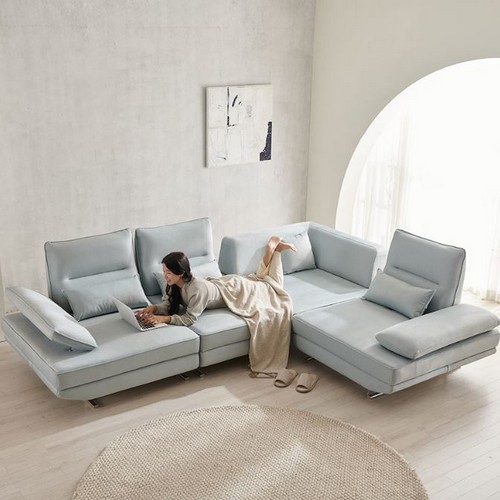 베로니카 코너형 스윙 갤럭시 패브릭 소파 6인용