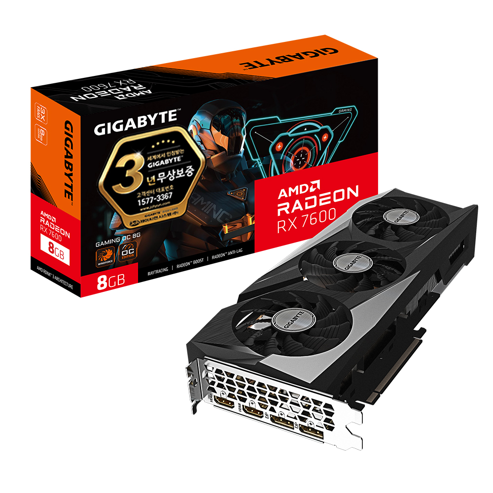 GIGABYTE �󵥿� RX 7600 Gaming OC D6 8GB ���̾���