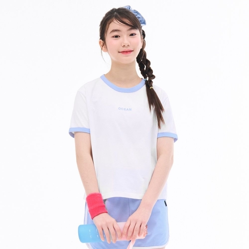 오션스카이 여아 심플 로고 링거 반팔 티셔츠-EBJG5891D01_이미지