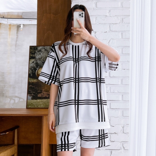 리빌모아 남자 데일리 체크 레이어드 반팔 세트 남여공용 상하의 세트 5C-SETH-Q007-블랙