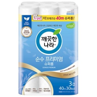 깨끗한나라 순수 프리미엄 슈퍼롱 40m (30롤)