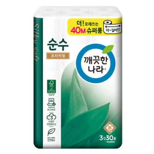 깨끗한나라 순수 프리미엄 슈퍼롱 40m (30롤) (2팩)_이미지