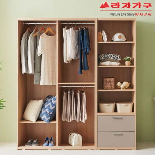 라자가구 비바 빅 거울 슬라이딩 옷장+서랍 선반장 1800_이미지
