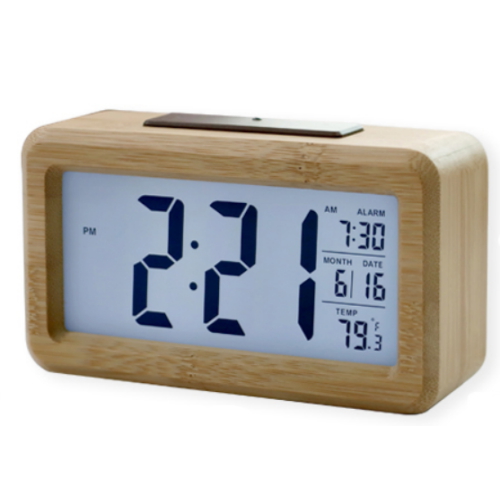 플랜룩스 무소음 알람시계 우드 디지털 전자 탁상시계 건전지사용
