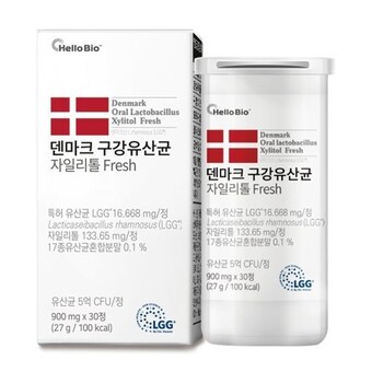 헬로바이오 덴마크 <b>구강</b><b>유산균</b> 자일리톨 프레시 30정