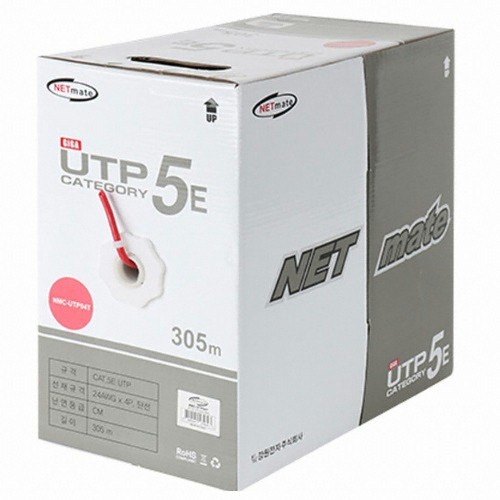 강원전자 NETmate CAT.5e UTP 제작용 단선 랜케이블 박스 (UTP04T 레드. 305m)_이미지