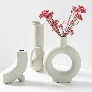젊은이마켓 미도 세라믹 화병 원형 이케바나 도자기 화병 예쁜 꽃병 화기