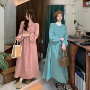 오노마 ONM 예쁜 편한 여성 봄 가을 코듀로이 데이트 롱원피스 11883889_이미지