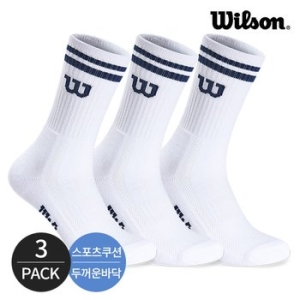 윌슨 남성 스포츠 쿠션 넥 투링글 크루삭스 3P_WH/NY_이미지