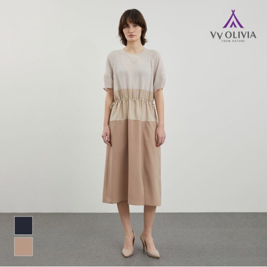 올리비아로렌 배색 블록 원피스 VVCOA4M4461_이미지