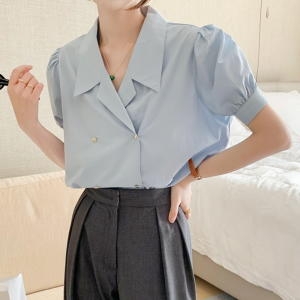 문비글 인생샷성공룩 퍼프 테일러드 카라 블라우스 mbl1466