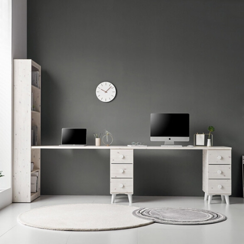 이즈 줄리아 트윈 책장형 더블서랍 책상