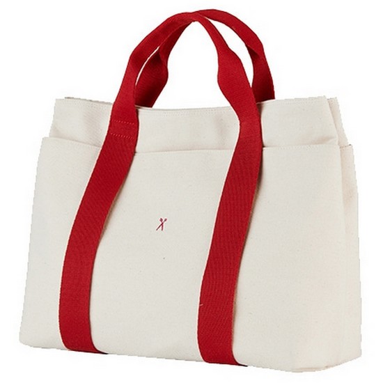 Stacey Daytrip Tote Canvas M (Ivory+Red)