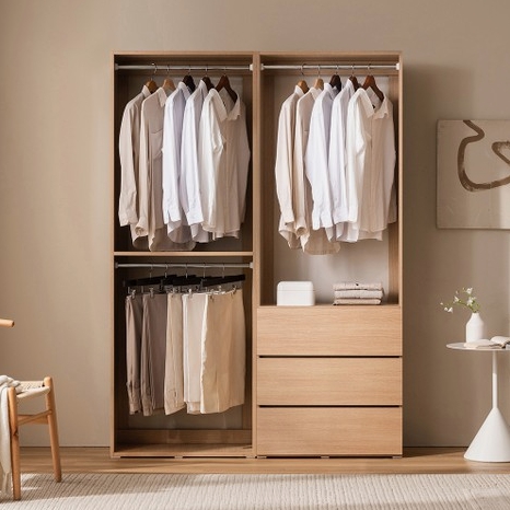 아씨방가구 코튼 모듈형 2단 행거+서랍 옷장 1200