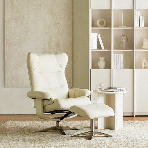 까사미아  NEW 옴므 천연가죽 리클라이너 1인용 (스툴포함)