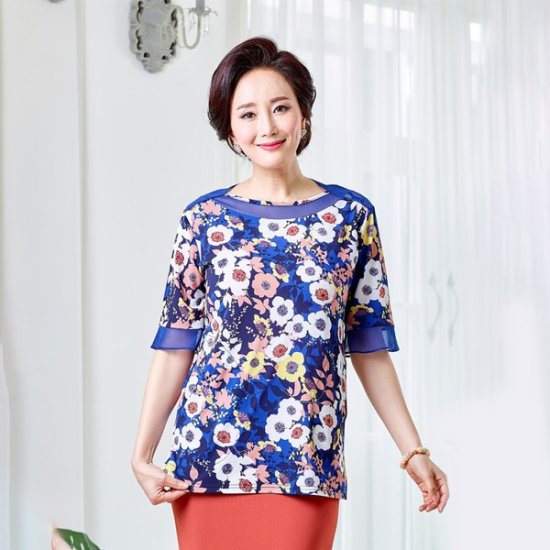 아네모네 메시배색 블라우스 K191BL08