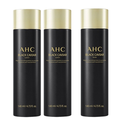  AHC 블랙 캐비어 토너 140ml+로션 140ml [토너 140ml 2개+로션 140ml 1개]