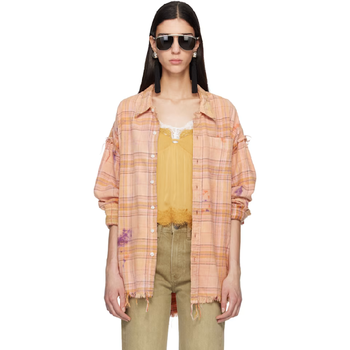 R13 여성 오렌지 슈레드 심라인 셔츠 261021F109004