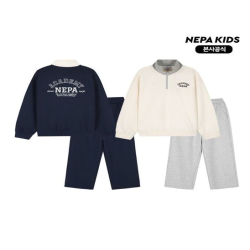 네파키즈 키즈 /본사 KL55953 코튼폴리 하프집 트레이닝 세트