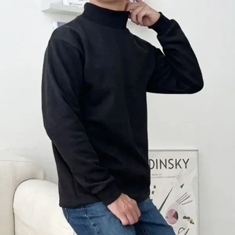 <b>남성</b> 목폴라티 남자 기모 반목티 <b>터틀</b><b>넥</b> 티셔츠 3색 WFHUNW4