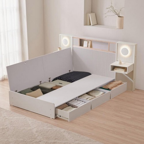 BIF보루네오 호텔라인 KC755 편백침대 SS+사이드패널2개 (매트별도)_이미지