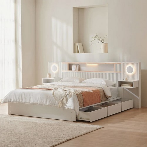 BIF보루네오 호텔라인 KC755 편백침대 SS+사이드패널2개 (매트별도)_이미지