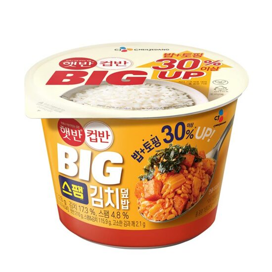 CJ제일제당 햇반 컵반 BIG 스팸김치덮밥 328g (12개)