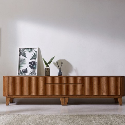 공간사이 메리엘 템바보드 원목 높은 거실장 2400_이미지