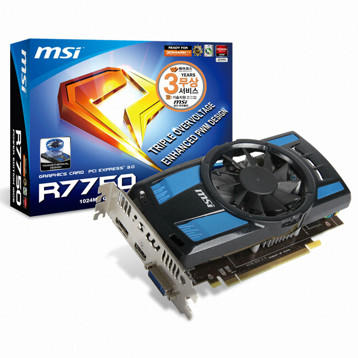 MSI 라데온 HD 7750 R7750 파워에디션 OC D5 1GB 트랜스써멀