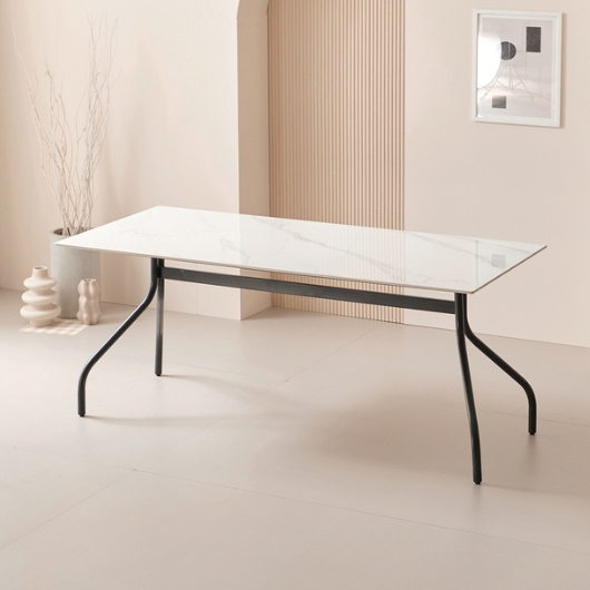 라로퍼니처 뮤즈 유광 포세린 통세라믹 식탁 1800 (의자2개+벤치1개)_이미지