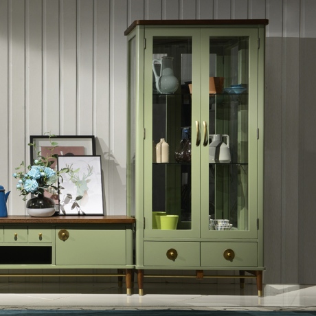 힐링가구 샤를 엔틱 인테리어 거실 장식장 유리 진열장 1700