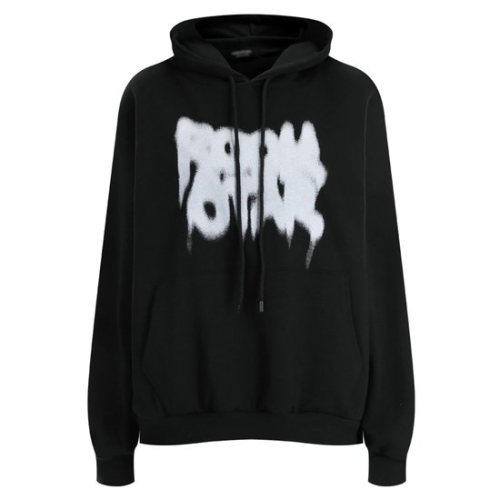 여성 락 프린트 루즈핏 후드 맨투맨 ODA-WSH-12104-블랙