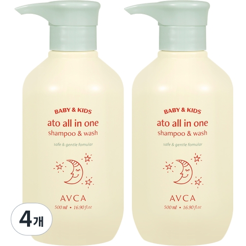 아브카 베이비 앤 키즈 아토 올인원 샴푸 앤 워시 무향 500ml (4개)_이미지