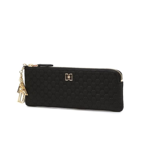 LF 닥스 여성 로고패턴 소가죽 슬림 지퍼 장지갑_DCWA4F518BK