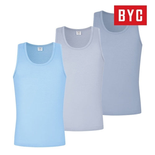 BYC 남성 민소매 하이앤노블 80수 면스판 런닝 난닝구 메리야스 3매입 MNS2004_이미지