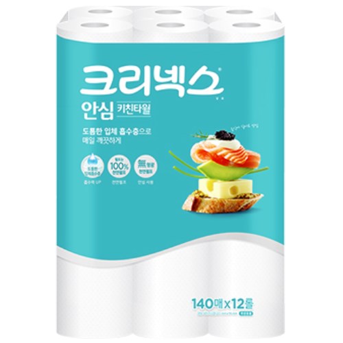 유한킴벌리 크리넥스 안심 키친타월 140매 (12입) (6팩(72입))
