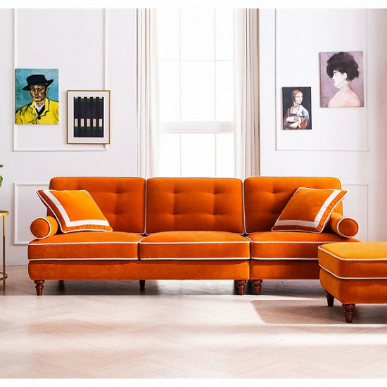 에싸 파리지엥 카시미라 패브릭 소파 3.5인용 (스툴포함)_이미지