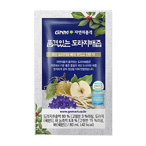  GNM자연의품격 순수 도라지배즙 80ml 30포 [5개]