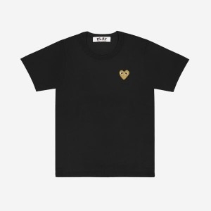  꼼데가르송 Play Comme des Garcons W 플레이 골드 하트 티셔츠 블랙 AZ-T215-051-1